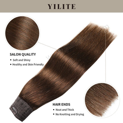 Realmhair wire extensions with salon quality and thick hair ends (#4 Medium Brown)