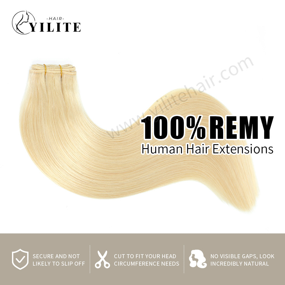 Realmhair sew in weft hair extensions, virgin human hair (#60 Platinum Blonde)