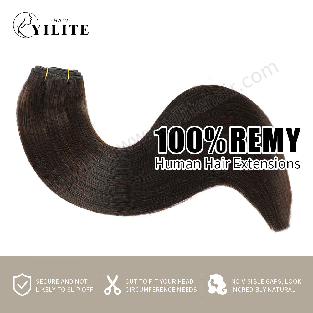 Realmhair sew in weft hair extensions, virgin human hair (#2 Dark Brown)