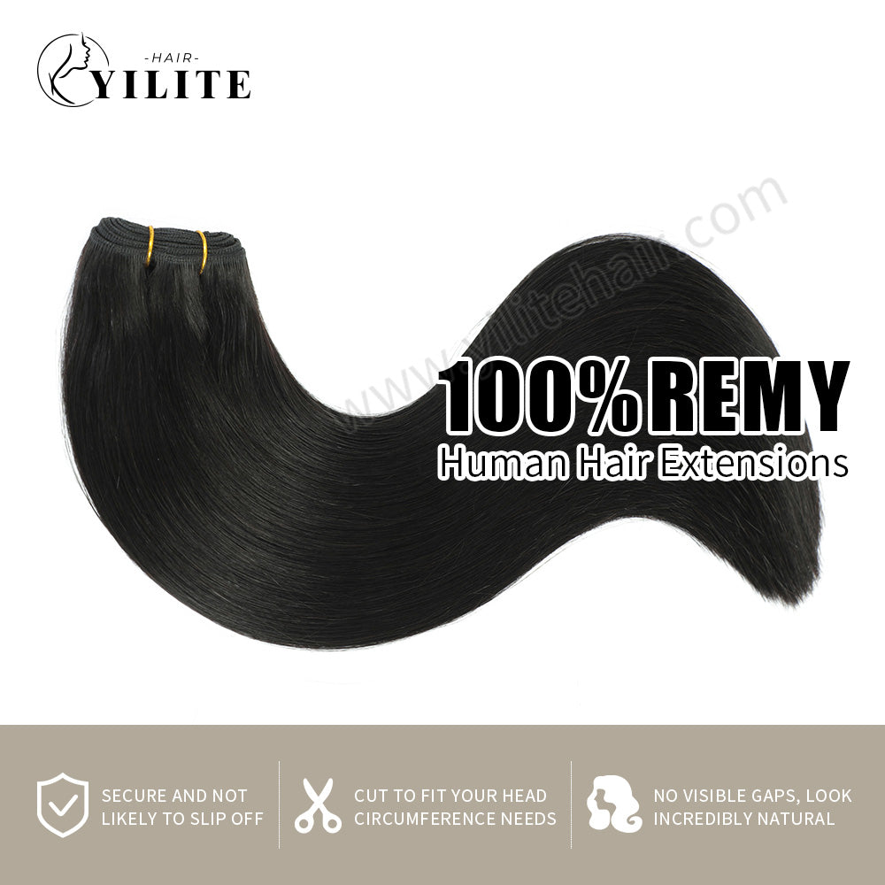Realmhair sew in weft hair extensions, virgin human hair (#1B Natural Black) 