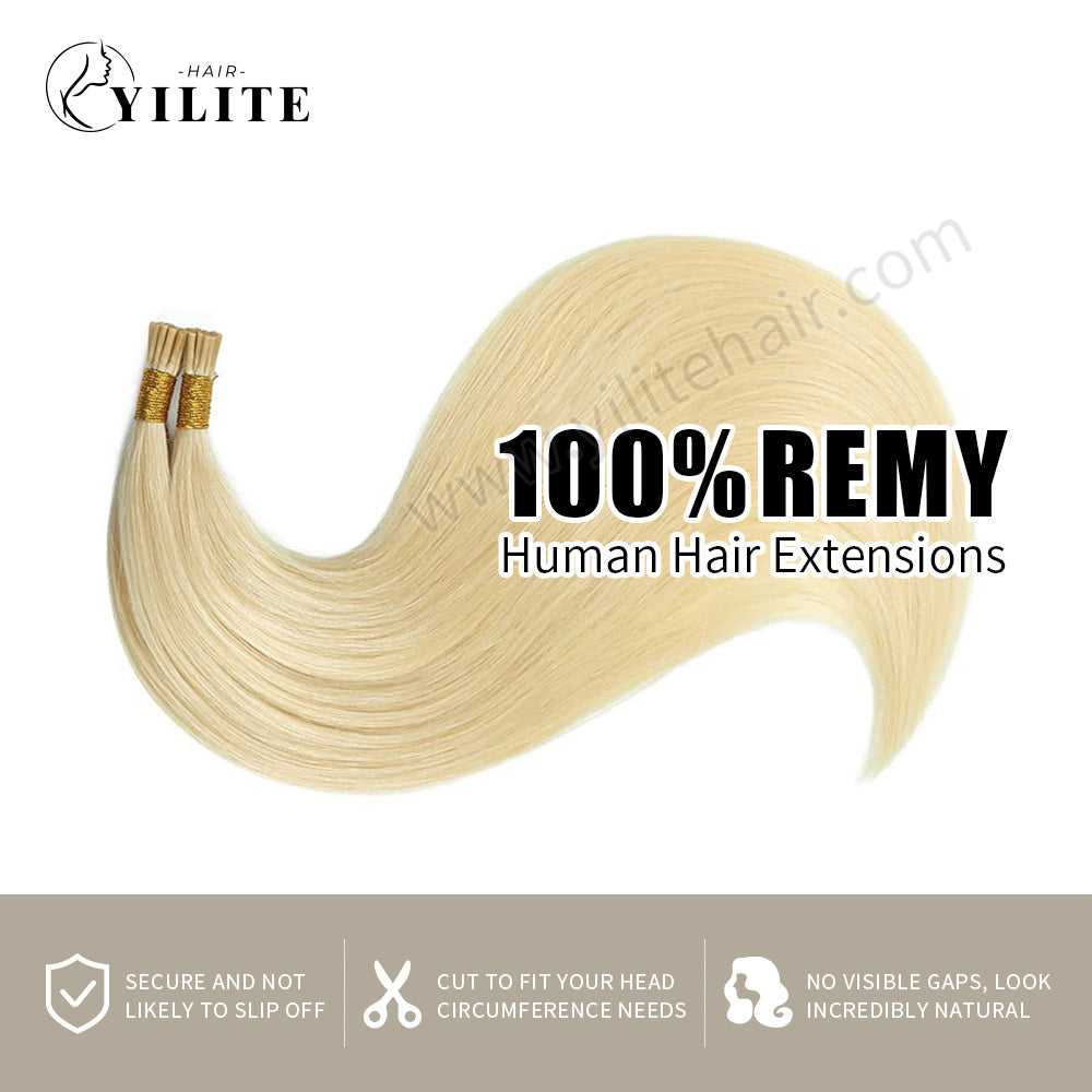 Realmhair 100% virgin human hair I Tip extensions (#613 Bleach Blonde) 
