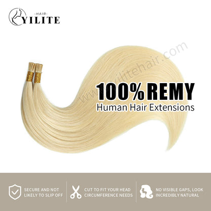 Realmhair 100% virgin human hair I Tip extensions (#613 Bleach Blonde) 