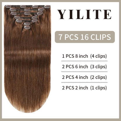 Realmhair Clip In Hair Extensions Human Hair Invisible Natural Remy Human Hair (#4 Dark Brown)