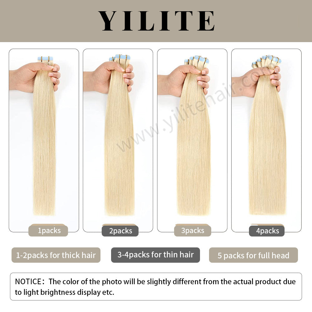 Realmhair Tape In Hair Extensions 24 Pcs Tape Ins Invisible Natural Remy Human Hair (#T8P18/60)