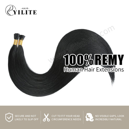 Realmhair 100% virgin human hair I Tip extensions (#1 Jet Black) 