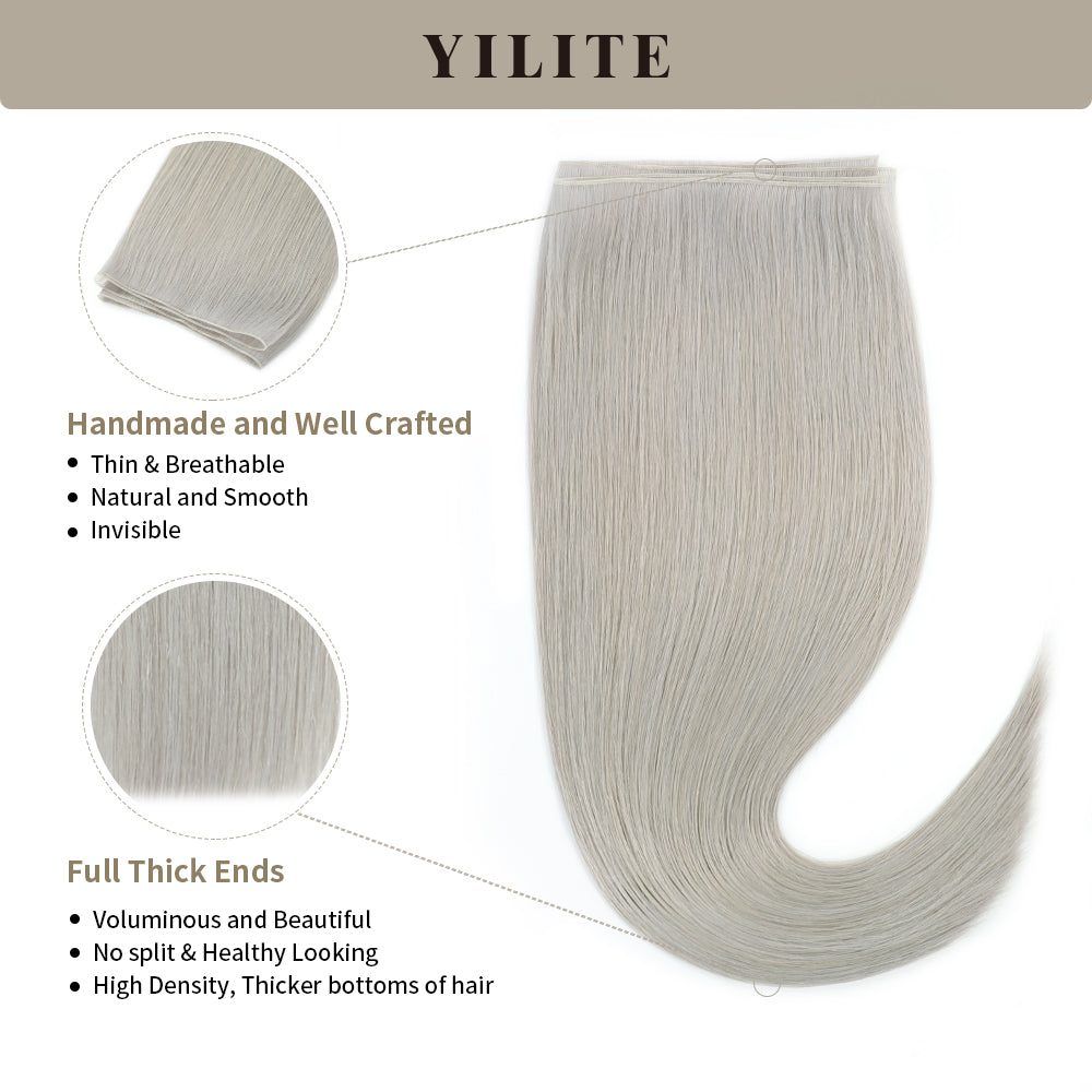 Realmhair silver genius weft with thin handmade top and full thick ends 