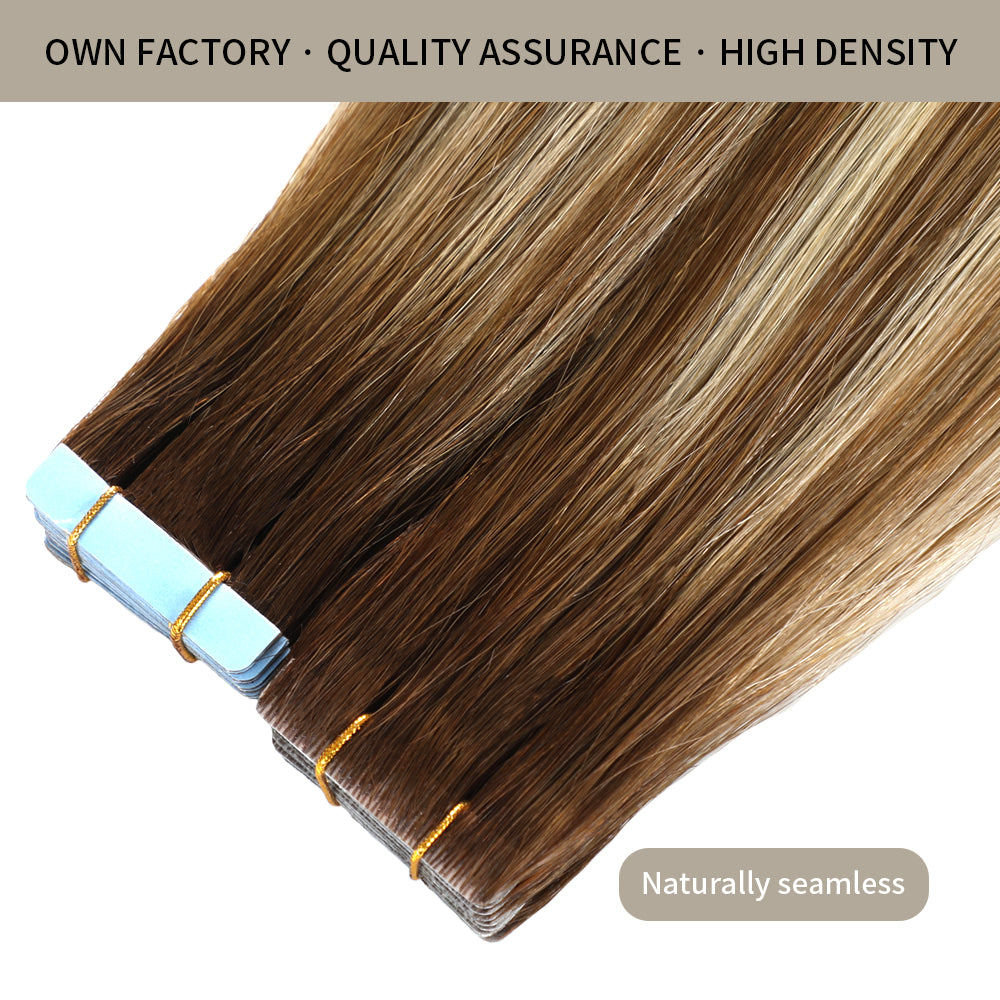 Realmhair invisible tape in hair extensions 20Pcs with high density and quality assurance (P6/613/T4)