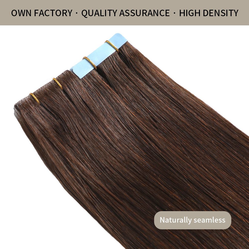 Invisible tape in hair extensions 20Pcs with high density and quality assurance (#2 Darkest Brown)