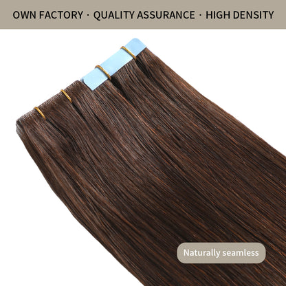 Invisible tape in hair extensions 20Pcs with high density and quality assurance (#2 Darkest Brown)