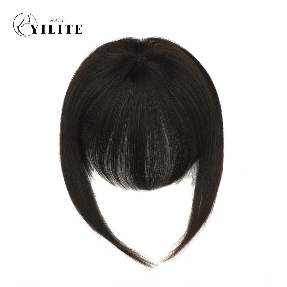 Realmhair Hand-Tied Invisible Clip In Bangs Real Remy Human Hair Wispy Bangs French Bangs (#1B)