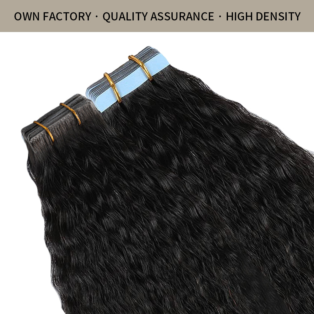 Realmhair  kinky invisible tape in hair extensions with high density and quality assurance (#1B )