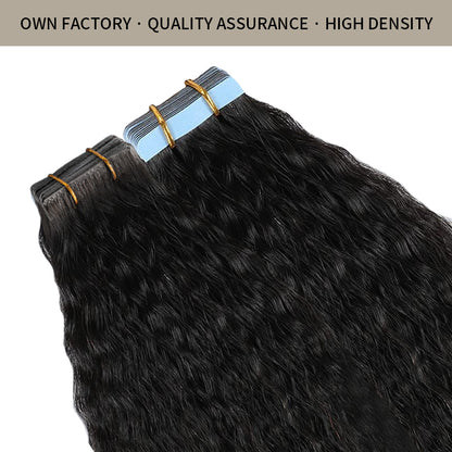 Realmhair  kinky invisible tape in hair extensions with high density and quality assurance (#1B )