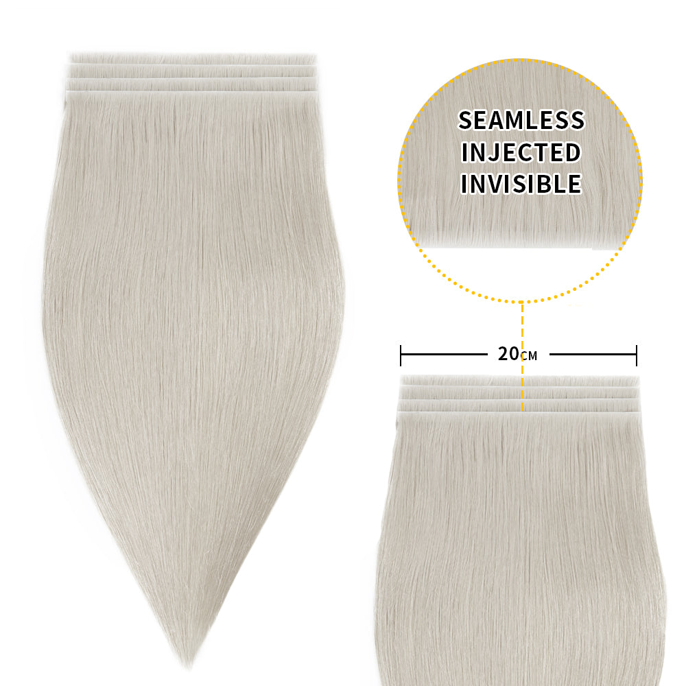 Realmhair 20*0.8cm long invisible tape in hair extensions 4Pcs virgin human hair (#Silver)