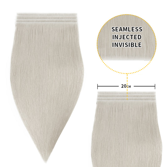 Realmhair 20*0.8cm long invisible tape in hair extensions 4Pcs virgin human hair (#Silver)