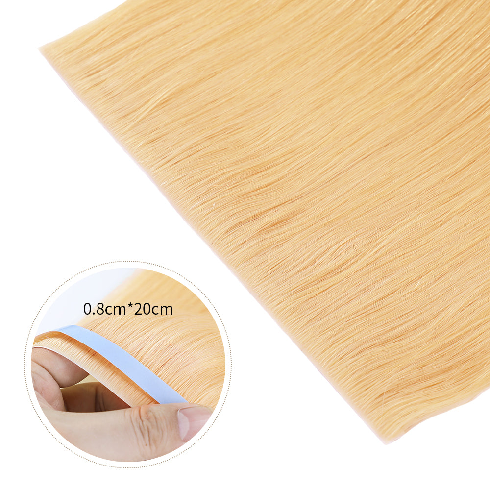 Close-up of Realmhair 20¡Á0.8cm invisible tape-in hair extensions in color #27