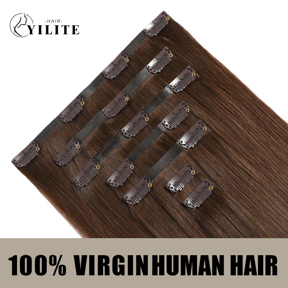 Realmhair Seamless Injected Hand-Tied Invisible Clip-ins 7Pcs 16 Clips Virgin Human Hair (#4)