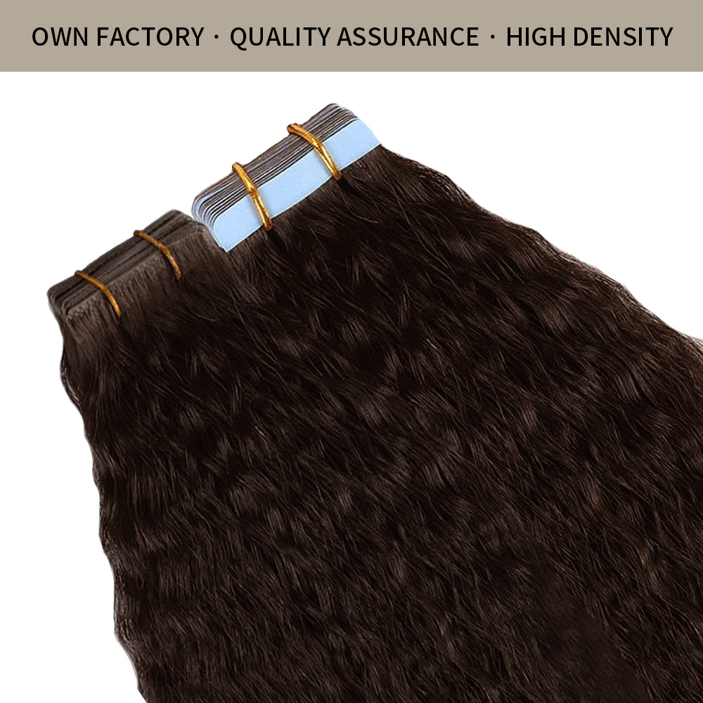 Realmhair  kinky invisible tape in hair extensions with quality assurance (#2 Darkest Brown)
