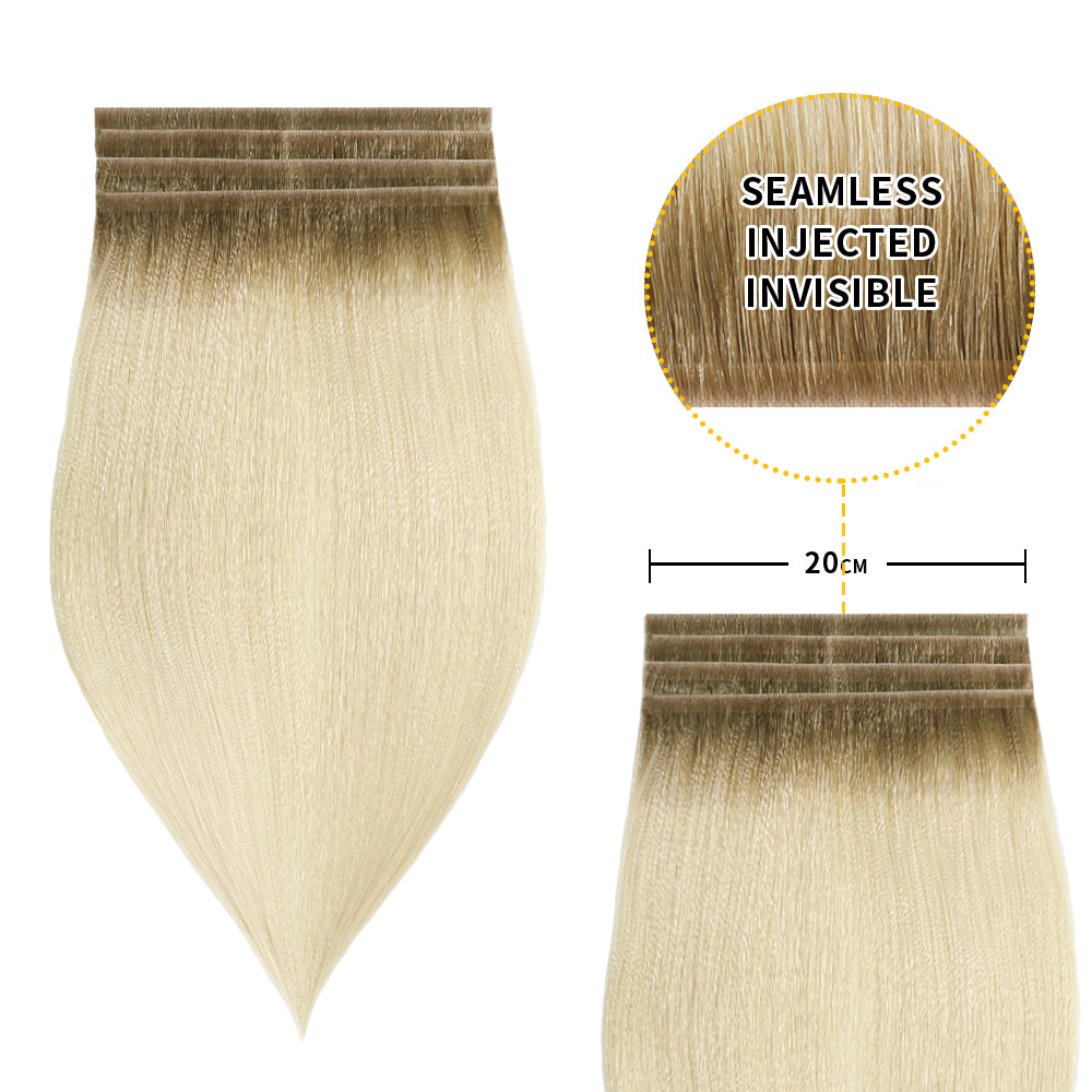 Realmhair 20*0.8cm long invisible tape in hair extensions 4Pcs virgin human hair (#T8/60 )