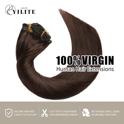 Realmhair Clip In Hair Extensions 7Pcs 16 Clips Invisible Natural Virgin Human Hair (#2?Darkest?Brown)
