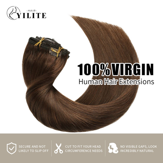 Realmhair Clip In Hair Extensions 7Pcs 16 Clips Invisible Natural Virgin Human Hair (#4 Dark Brown)