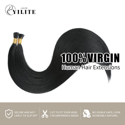 Realmhair 100% virgin human hair I Tip extensions (#1 Jet Black)