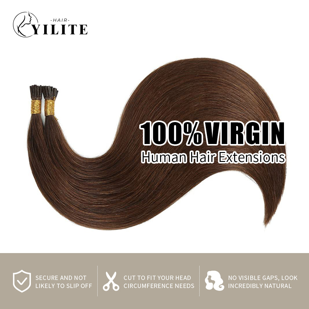 100% virgin human hair I Tip extensions  (#4 Chocolate Brown)