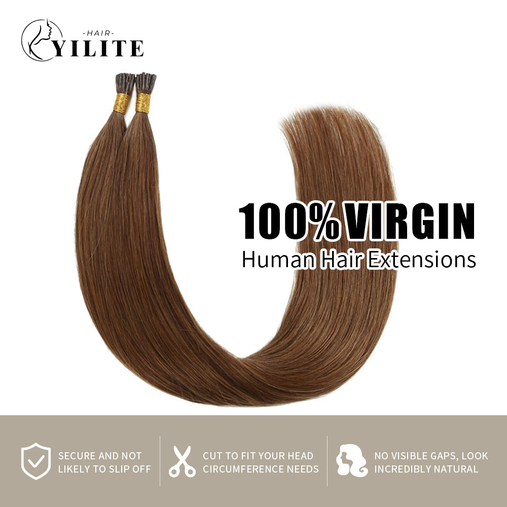 Realmhair 100% virgin human hair I Tip extensions (#6 Chestnut Brown)