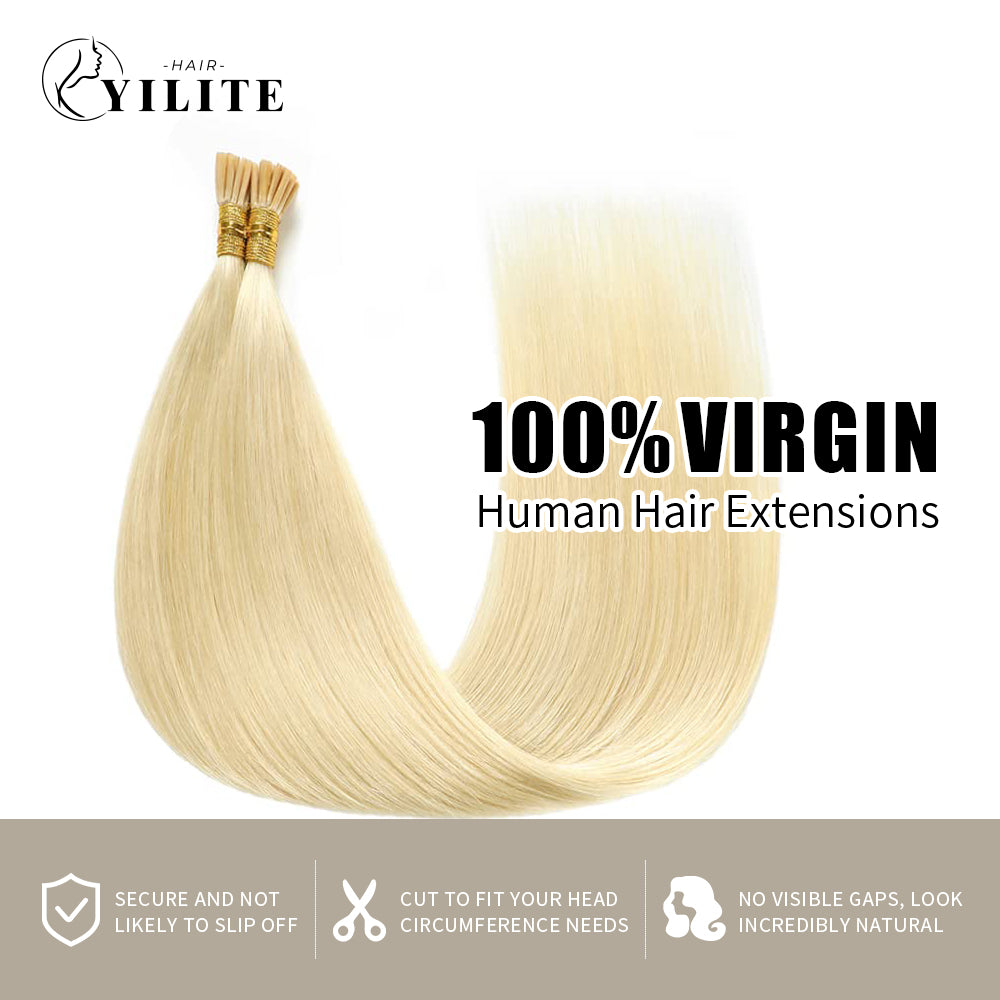 100% virgin human hair I Tip extensions (#60 Platinum Blonde)