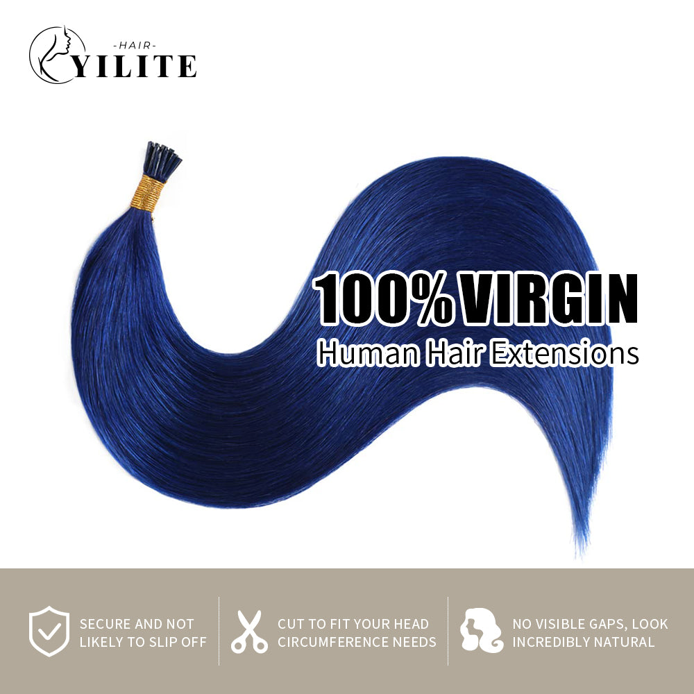 Realmhair 100% virgin human hair I Tip extensions  (#Blue)