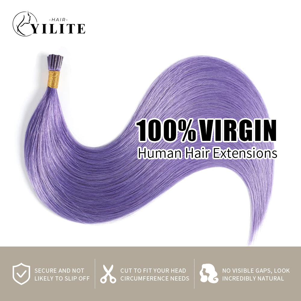 100% virgin human hair I Tip extensions in Rose Purple color   