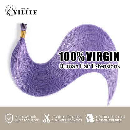 100% virgin human hair I Tip extensions in Rose Purple color   