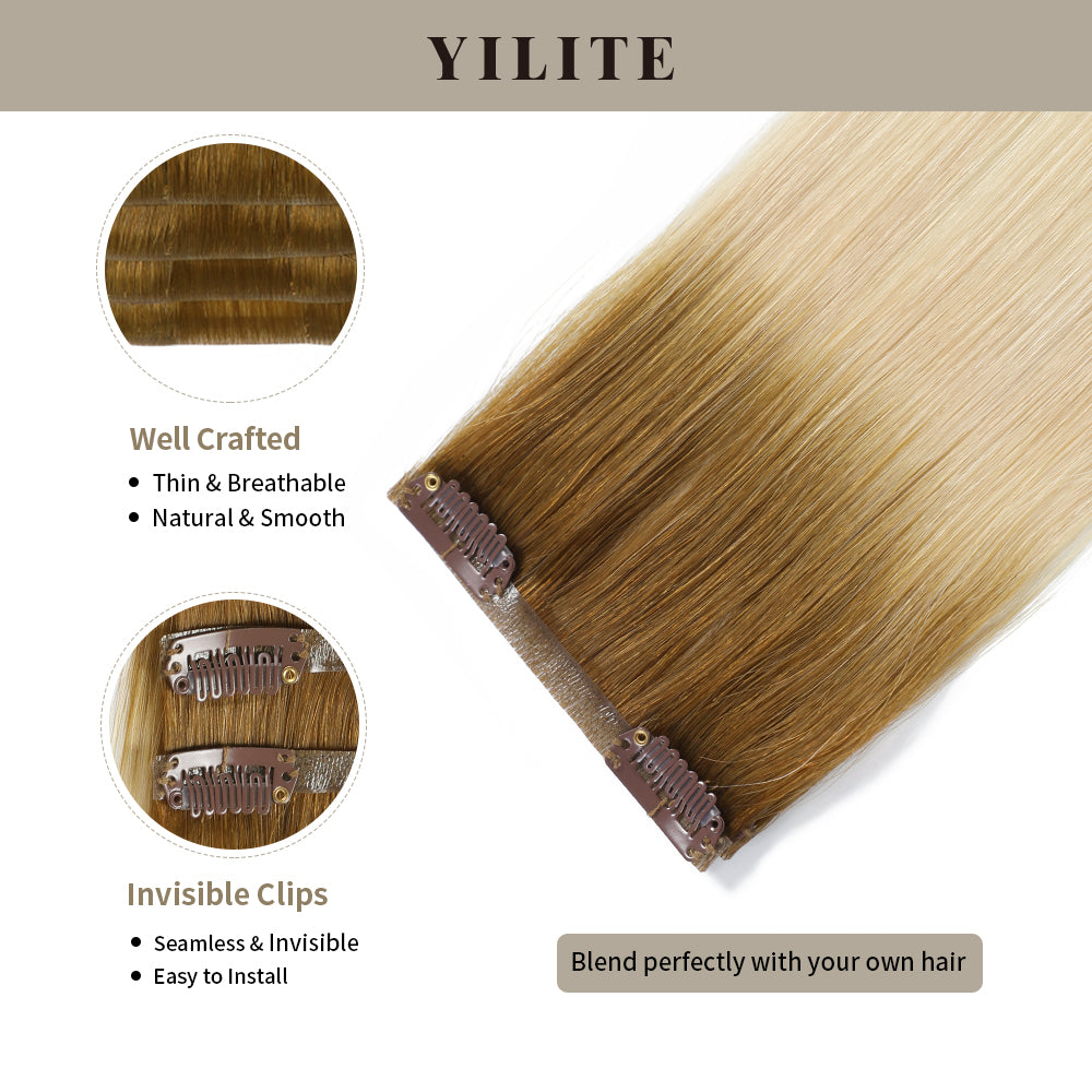 Clip-in hair pads (2 pieces) with front view thumbnail and close-up of clips (#P8/60)