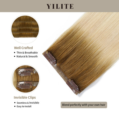 Clip-in hair pads (2 pieces) with front view thumbnail and close-up of clips (#P8/60)
