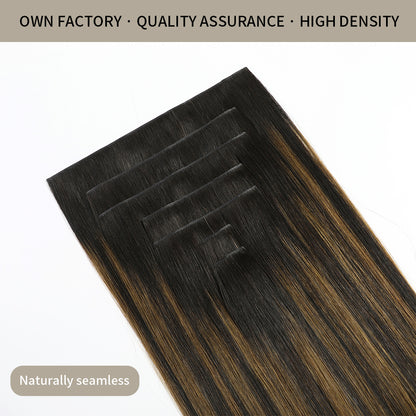 Realmhair Seamless Injected Hand-Tied Invisible Clip-ins 7Pcs 16 Clips Virgin Human Hair (#P1B/6/T1B)