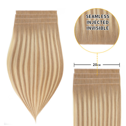 Realmhair 20*0.8cm long invisible tape in hair extensions 4Pcs virgin human hair (#T18/18/613)