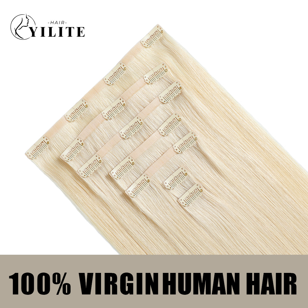 Realmhair Seamless Injected Hand-Tied Invisible Clip-ins 7Pcs 16 Clips Virgin Human Hair (#60)