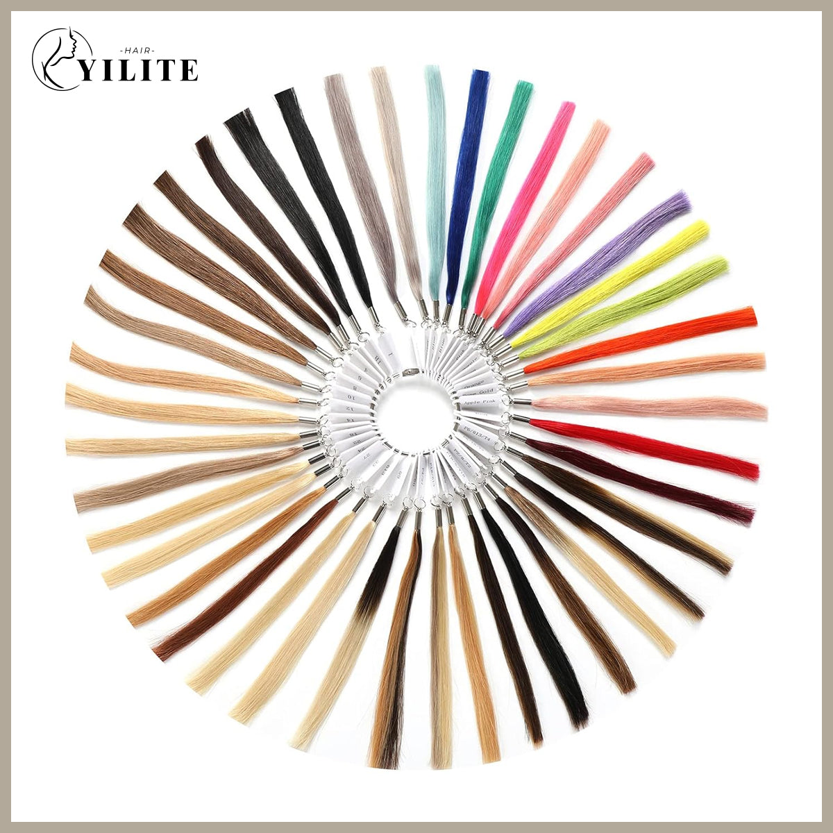 Full Realmhair hair extensions color ring fully spread out for shade selection