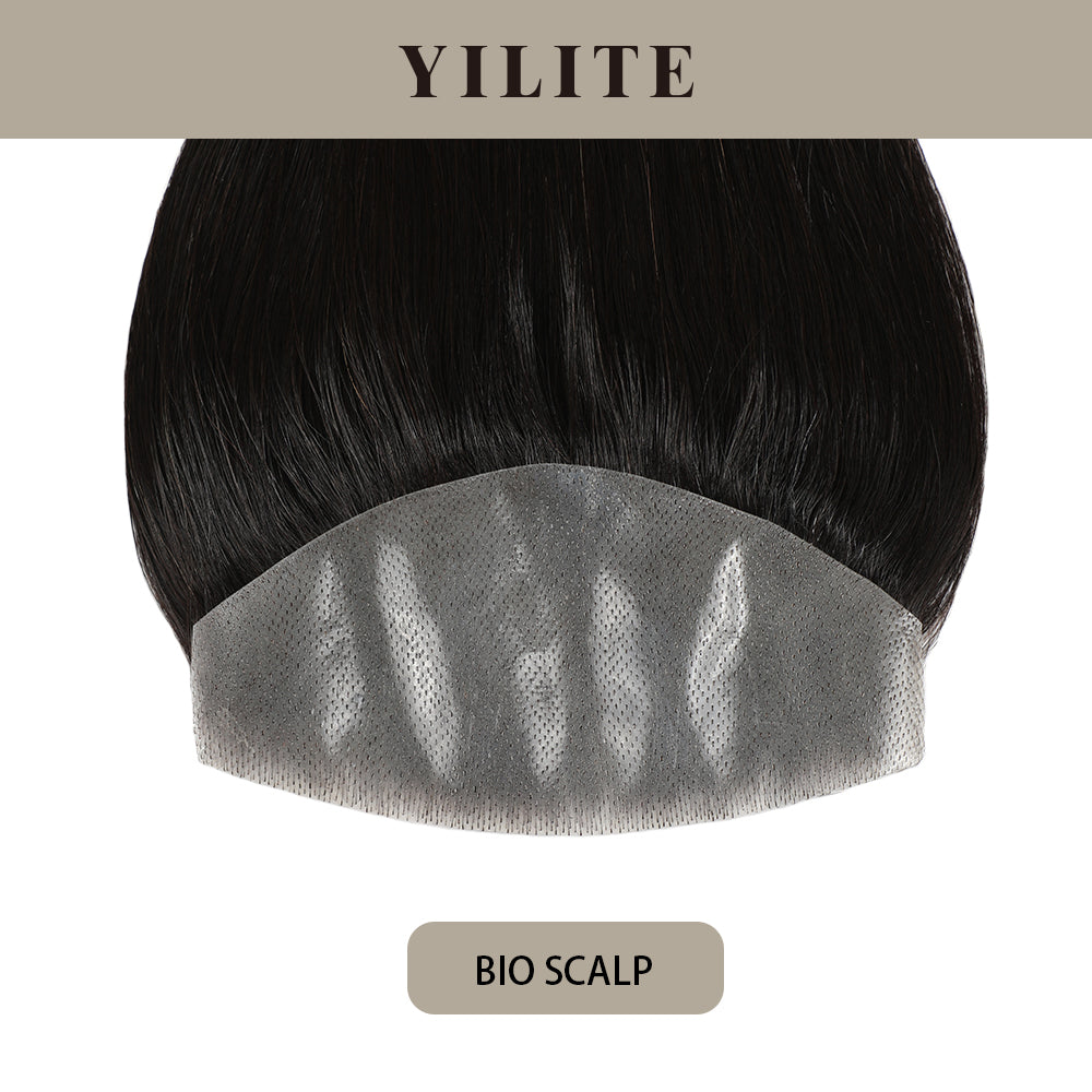 Realmhair Bio Scalp 7x15cm invisible seamless hair patch with skin-like base (Natural Black)