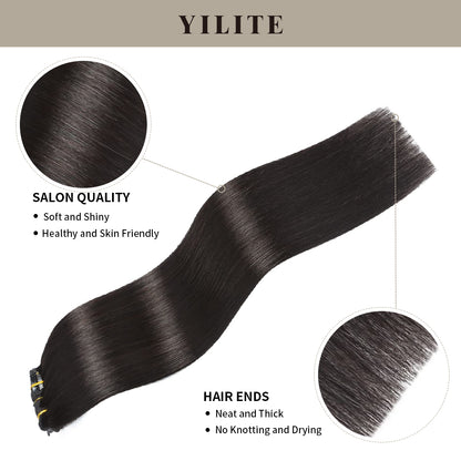 Realmhair Clip In Hair Extensions 9Pcs 20 Clips Invisible Natural Remy Human Hair (#1B Natural Black)