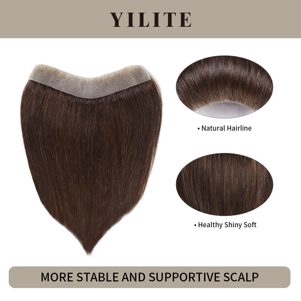 Realmhair seamless hair patch 2.5x16cm with natural hairline and healthy, shiny, soft hair (#2)
