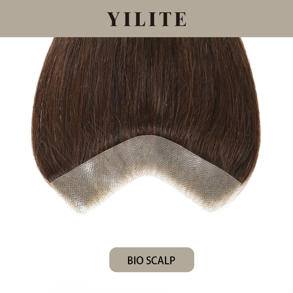Realmhair Bio Scalp 3x16cm invisible seamless hair patch with skin-like base (#2?Darkest?Brown)