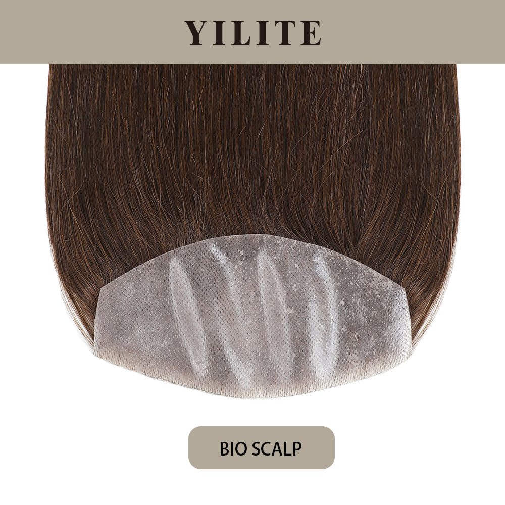 Realmhair Bio Scalp 7x15cm invisible seamless hair patch with skin-like base (#2?Darkest?Brown)