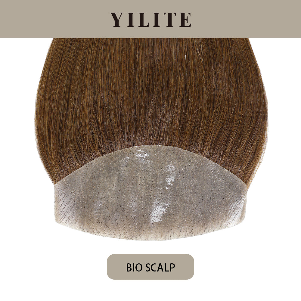Realmhair Bio Scalp 7x15cm invisible seamless hair patch with skin-like base (#4 Dark Brown)