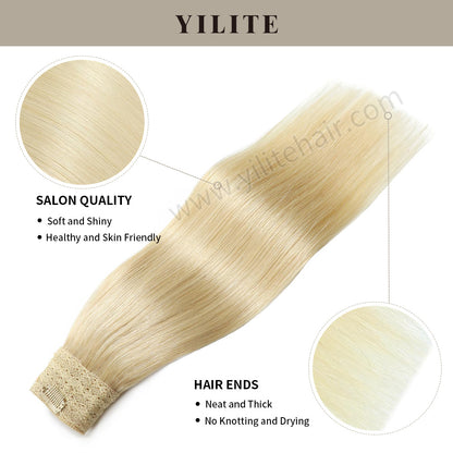 Realmhair wire extensions with salon quality and thick hair ends (#60 Platinum Blonde)
