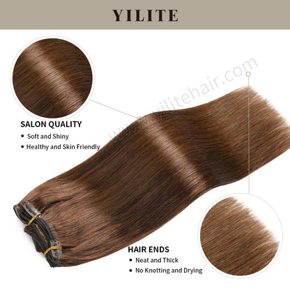 Realmhair Clip In Hair Extensions Human Hair Invisible Natural Remy Human Hair (#4 Dark Brown)