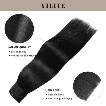 Realmhair wire extensions with salon quality and thick hair ends (#1 Jet Black)