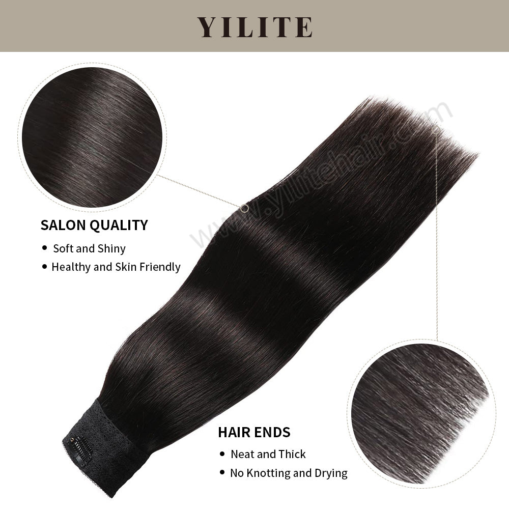Realmhair wire extensions with salon quality and thick hair ends (#1B Natural Black)