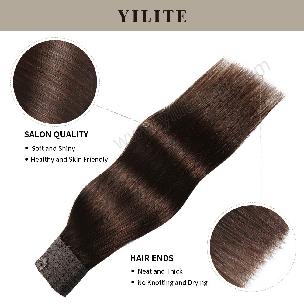 Realmhair wire extensions with salon quality and thick hair ends (#2?Darkest?Brown)?
