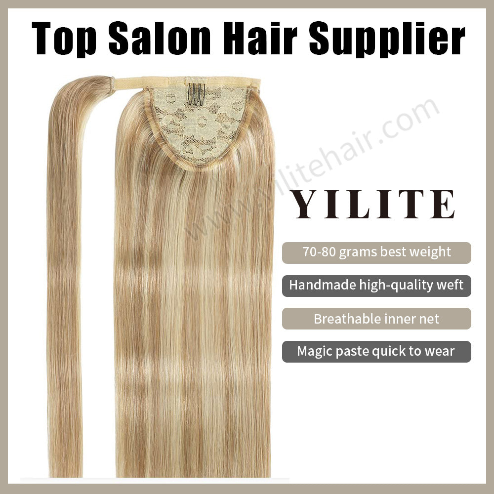 Realmhair ponytail extension with handmade weft, breathable inner net, and quick-wear design(#P18/613) 