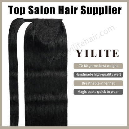 Realmhair ponytail extension with handmade weft, breathable inner net, and quick-wear design (#1B) 
